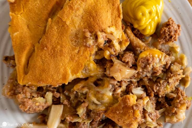 Close up of Bierock Casserole 